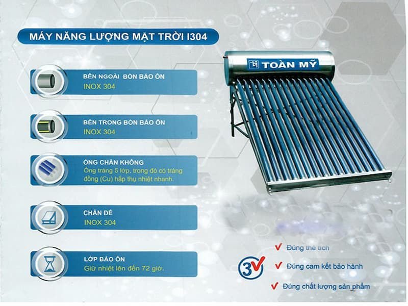 máy nước nóng mặt trời Toàn Mỹ I304 máy nước nóng mặt trời Toàn Mỹ I304