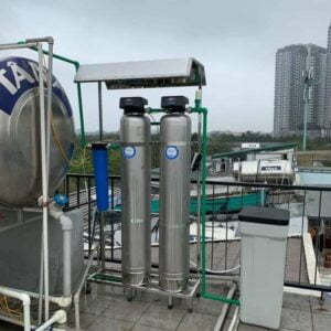 Bộ 2 cột lọc nước giếng inox 304 van tự động xúc xả