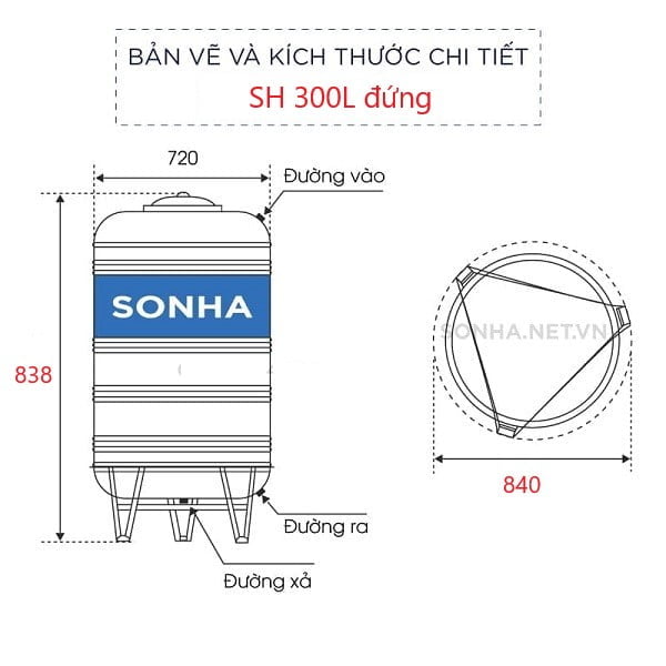 Bồn nước Inox 304 Sơn Hà Dạng Đứng Bồn nước Inox 304 Sơn Hà Dạng Đứng