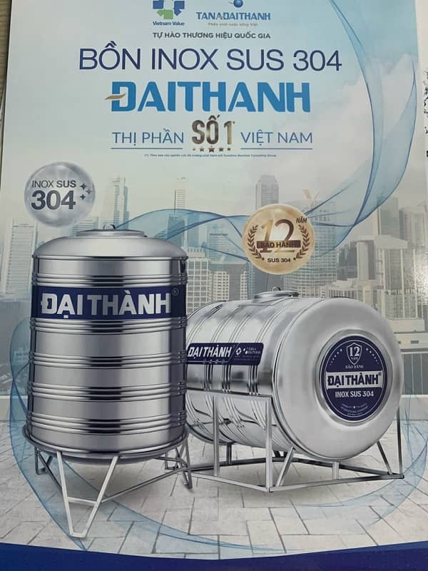 Bồn inox Tân á Đại Thành đứng inox 304 