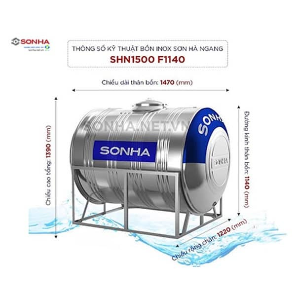 bồn inox sơn hà 1500l ngang bồn inox sơn hà 1500l ngang