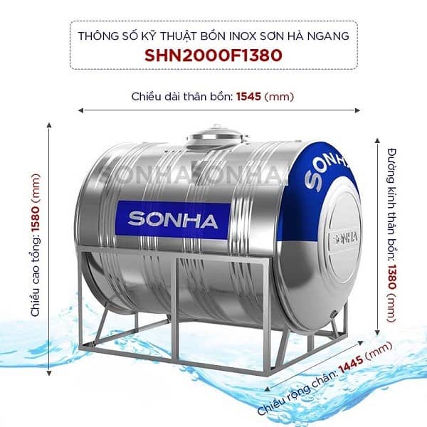 bồn inox sơn hà 2000l ngang bồn inox sơn hà 2000l ngang
