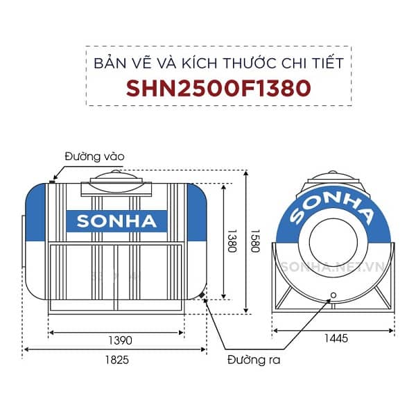 bồn inox sơn hà 2500l ngang bồn inox sơn hà 2500l ngang