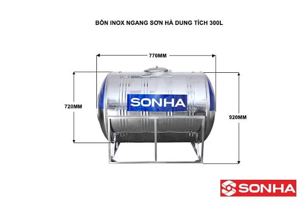 bồn inox sơn hà 300l ngang bồn inox sơn hà 300l ngang