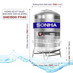 BỒN INOX SƠN HÀ ĐỨNG 1500L